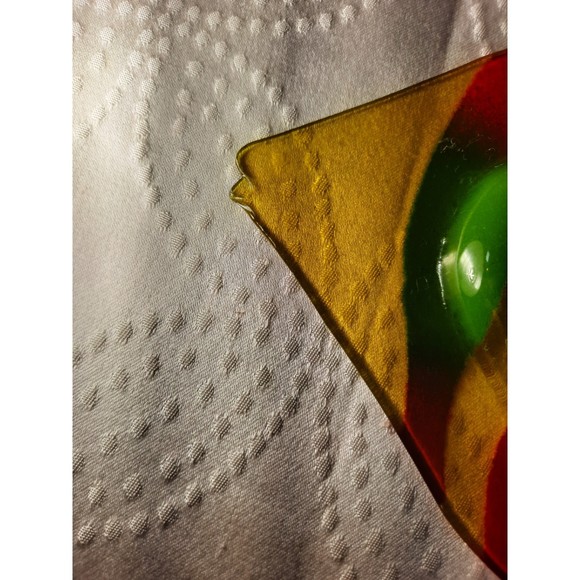 Vintage Signed Jan Mitchell Fused Art Glass Fish Plate/ Damaged - Picture 6 of 8